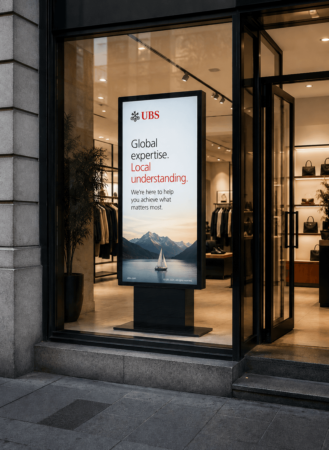 UBS campaign on a Digital Window screen